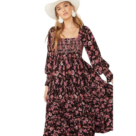 Free People Sweet Escape Maxi Dress XS Boho Prairie Floral Cottagecore Festival - Picture 9 of 16